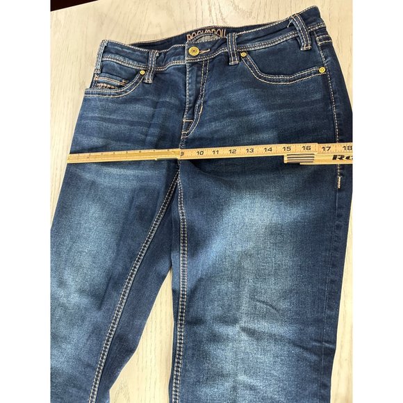 Rock & Roll Women's Dark Wash Mid-Rose Boot Cut Riding Jeans 28 - Picture 7 of 8